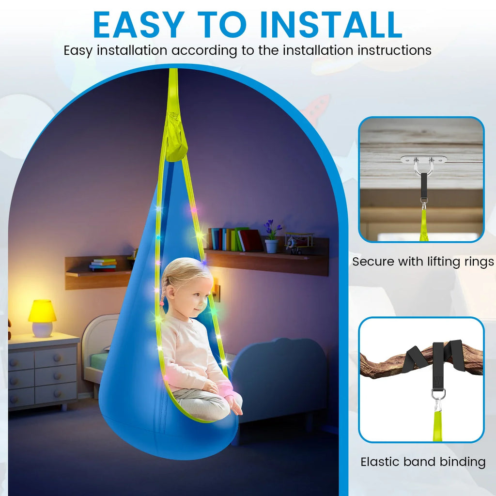 Inflatable Children's Hanging Hammock With LED Light.