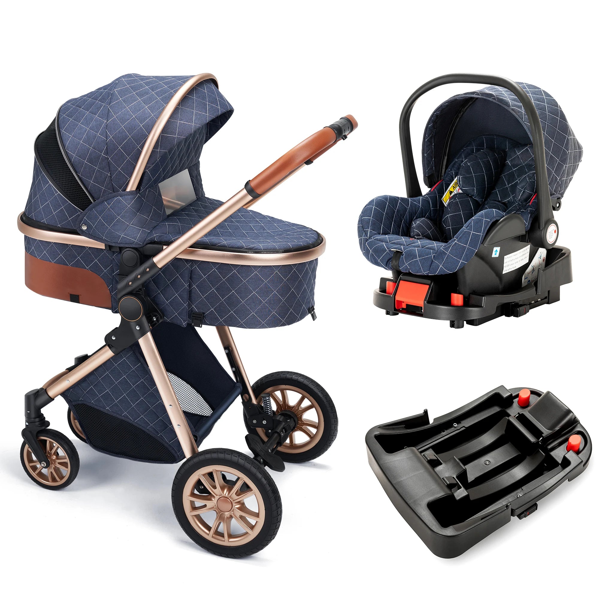 Luxury 3-in-1 Folding Stroller With Reversible Seat Vista.