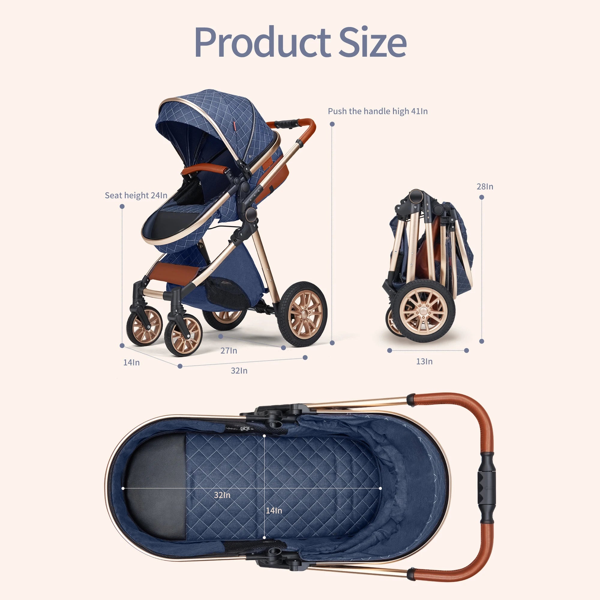 Luxury 3-in-1 Folding Stroller With Reversible Seat Vista.