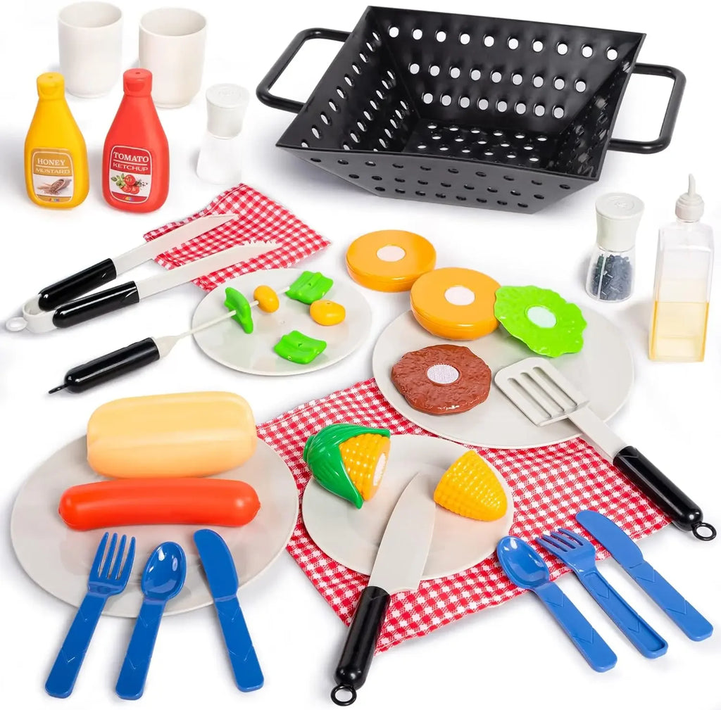 34 PCS Kitchen Toy Set BBQ Play Grill.