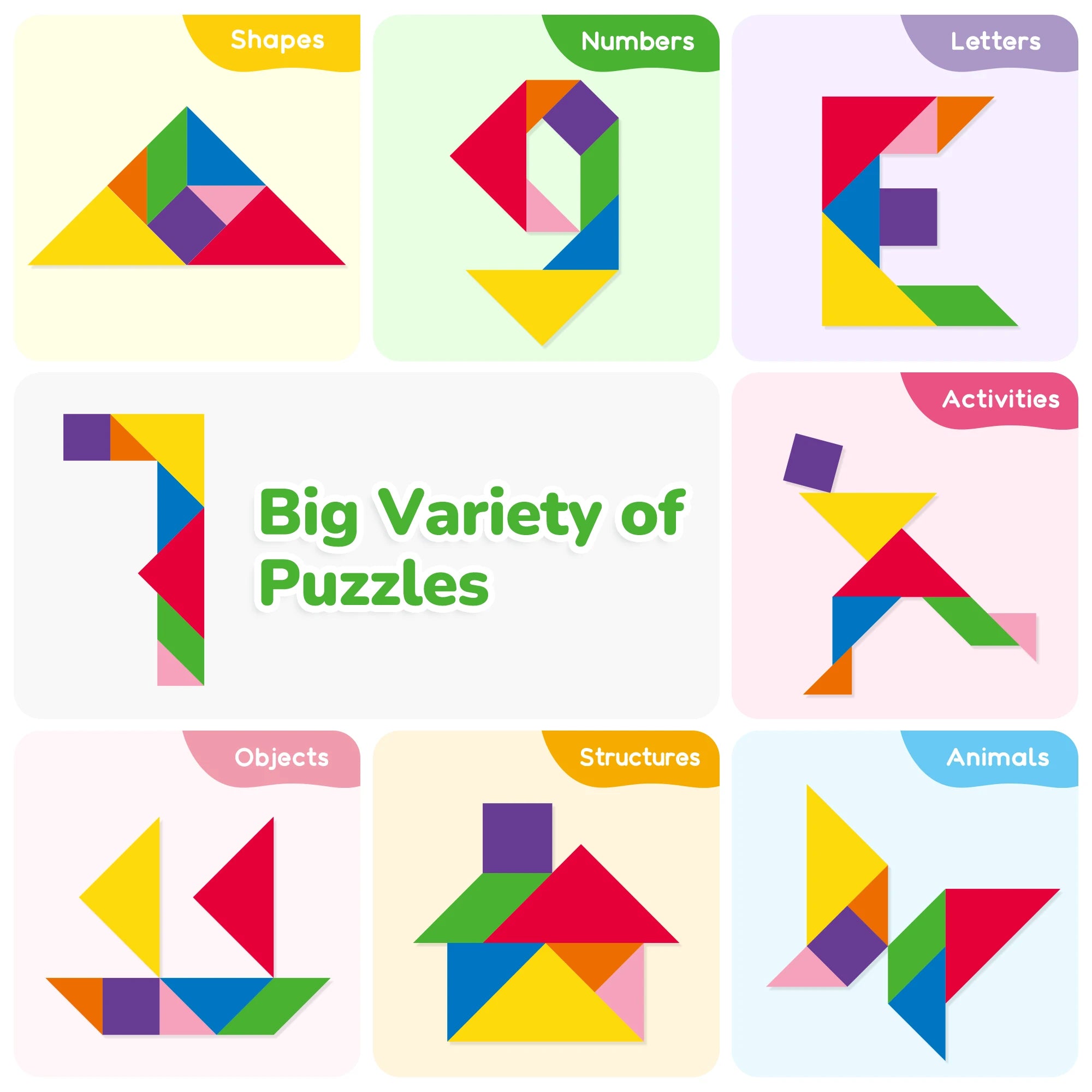 Wooden Magnetic Tangram Puzzle Book.