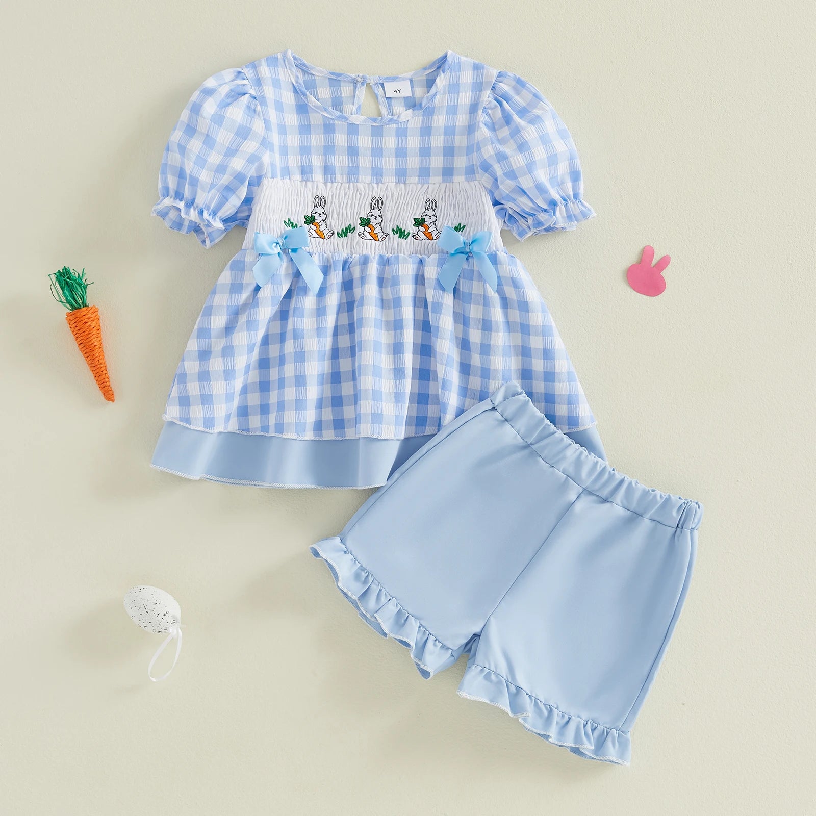 Adorable 2 Piece Ensemble With Bunny Embroidery.