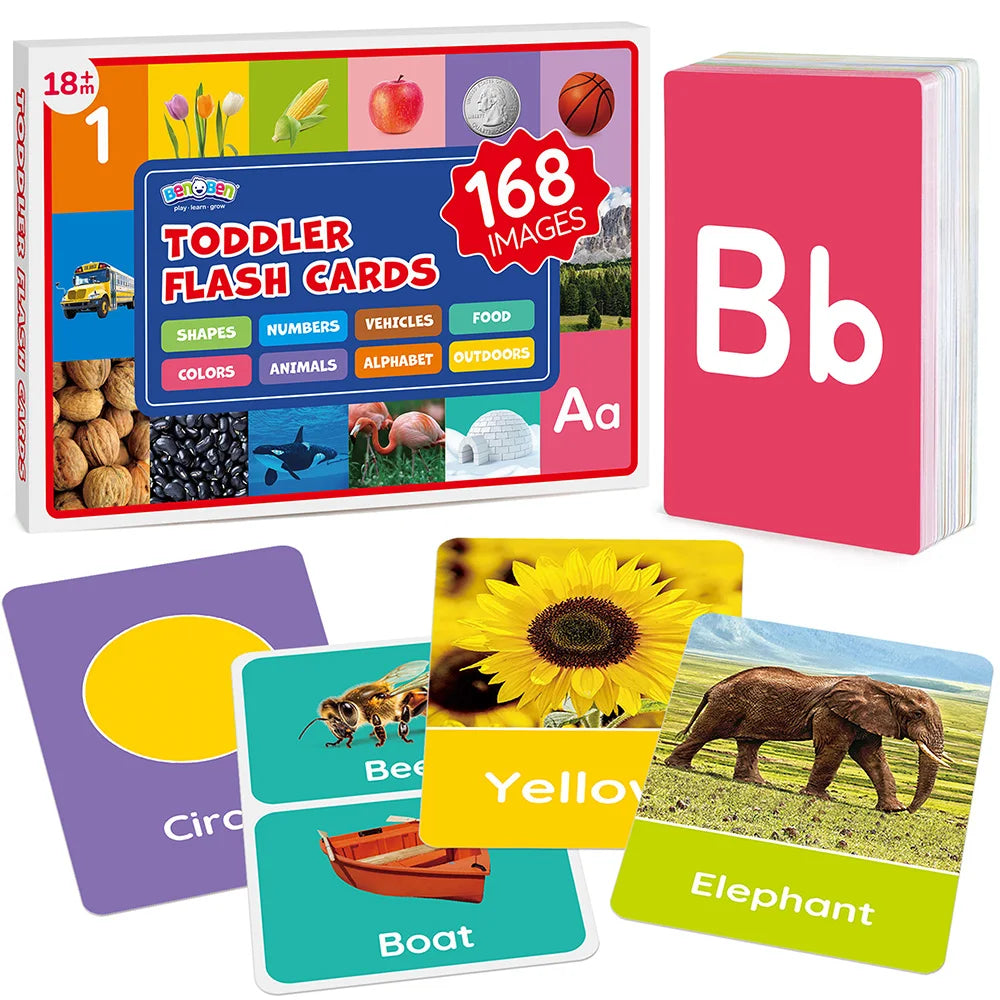 Flash Cards for Toddlers, 84 Double-Sided Educational Flashcards.