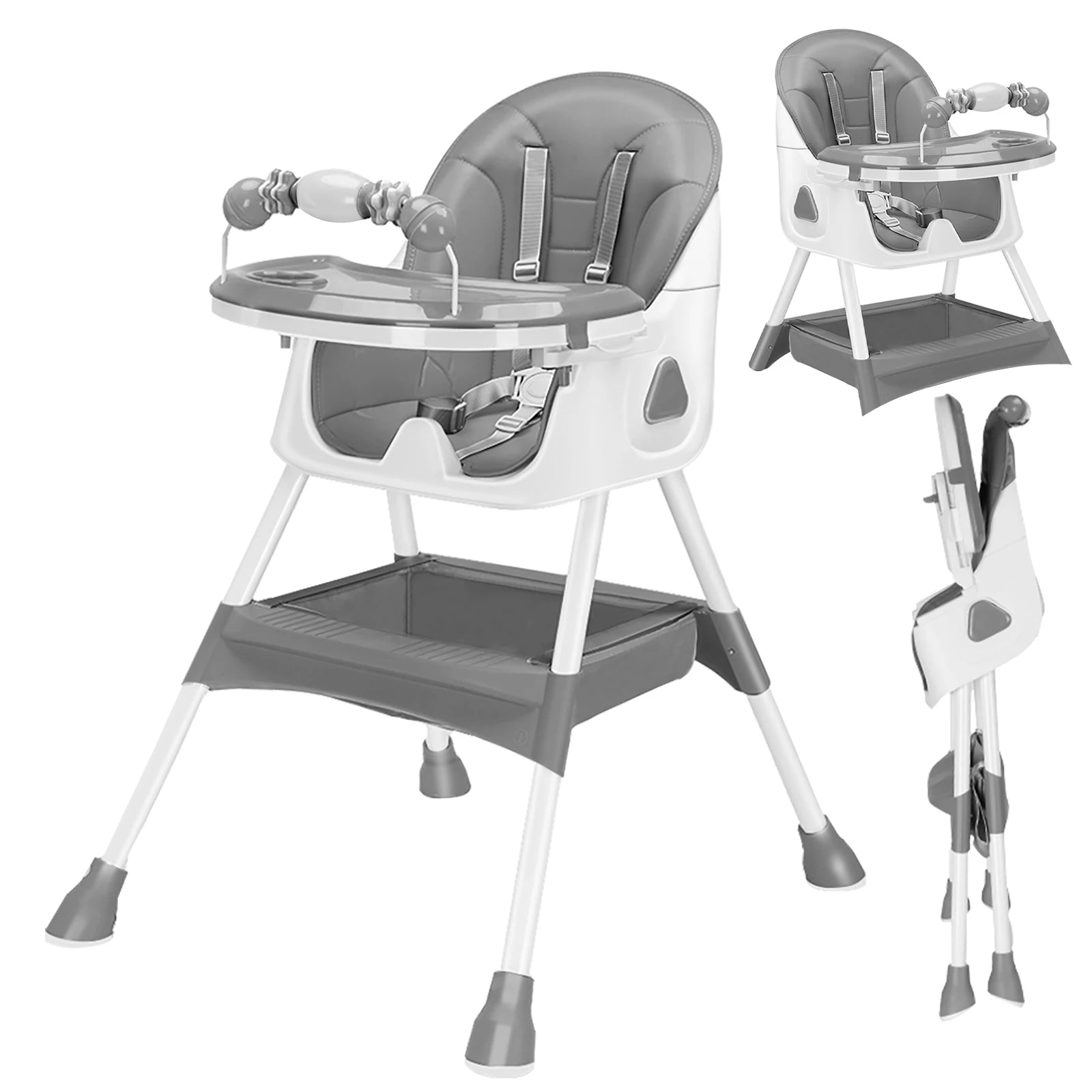 Foldable Baby High Chair 6 Months Plus, with Large Antislip Pad & ToyRack.