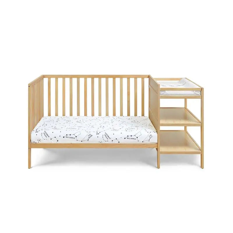 3-in-1 Convertible Crib and Changer Combo in Natural Finish.