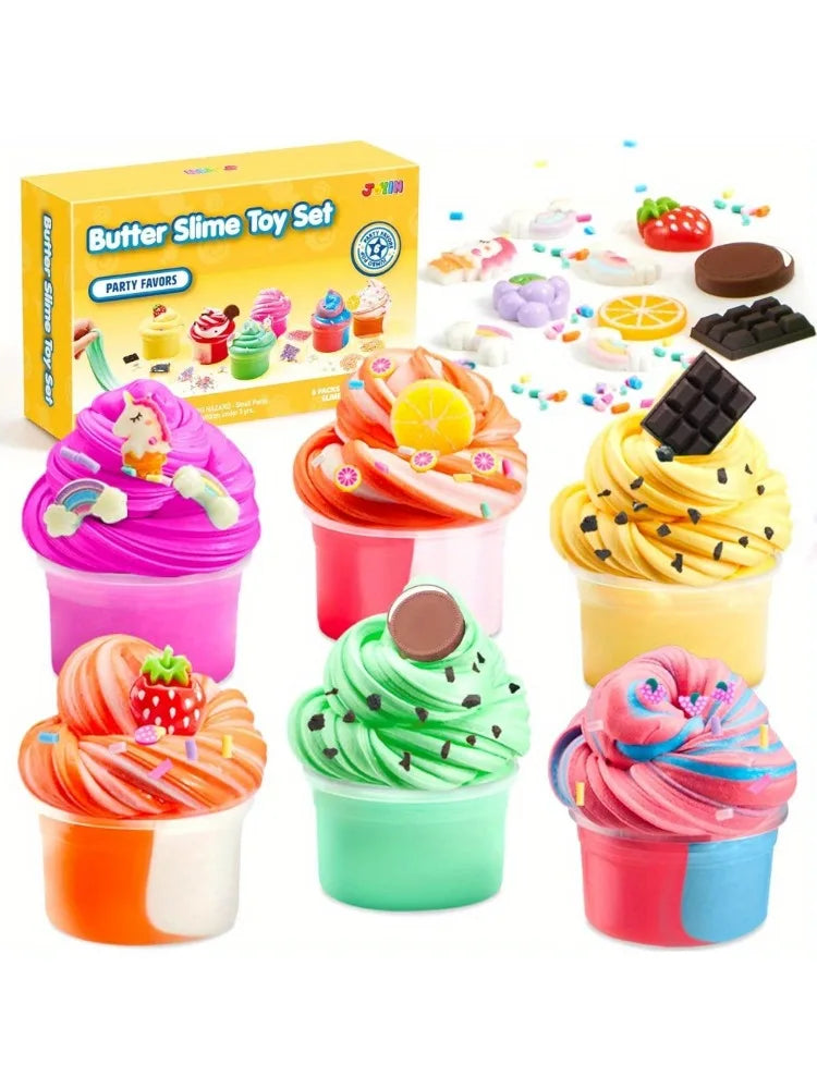 6 Pack Butter Slime Party Favors Soft Non-Sticky Mess-Free.