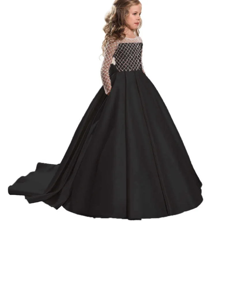 Fancy Lace And Satin Flower Girl Dress.