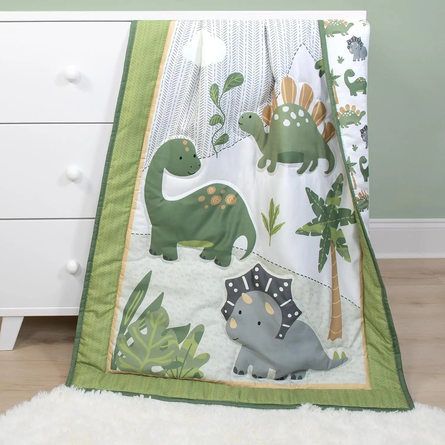 3-Piece Dinosaur Nursery Bedding Set for Boys.