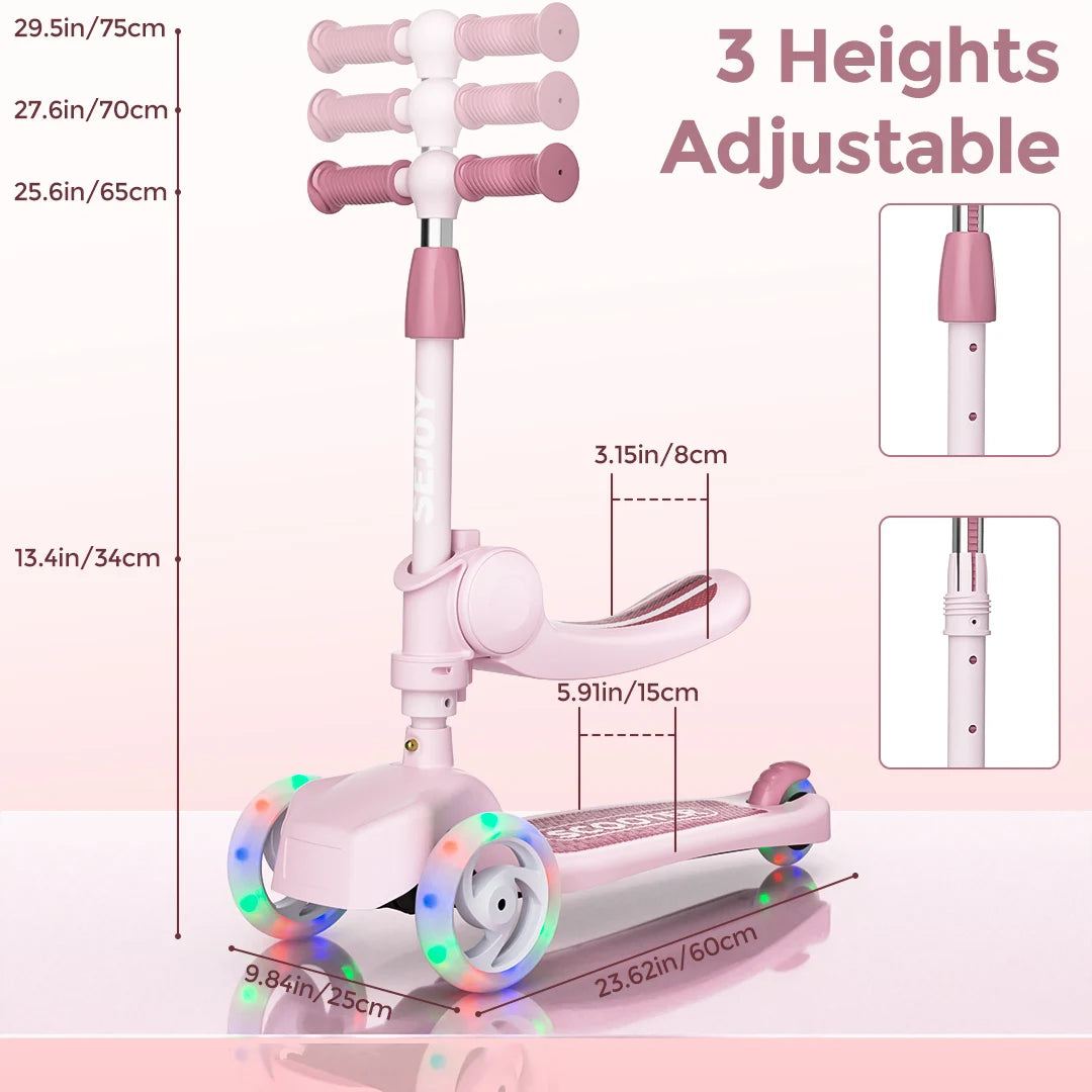 Kick Scooter for Kids with 3-Wheeled LED Lights.