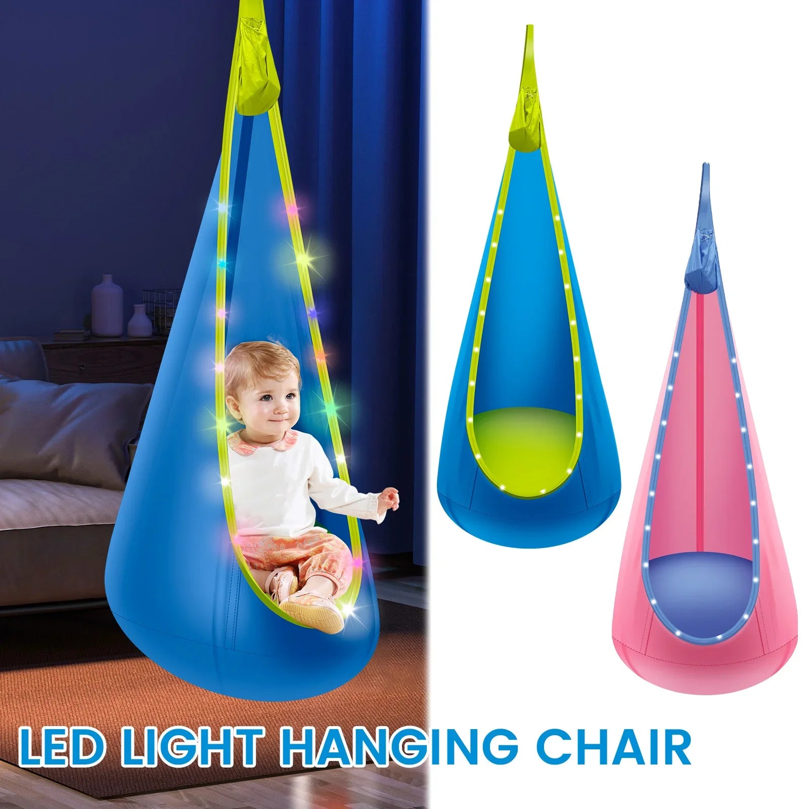 Inflatable Children's Hanging Hammock With LED Light.
