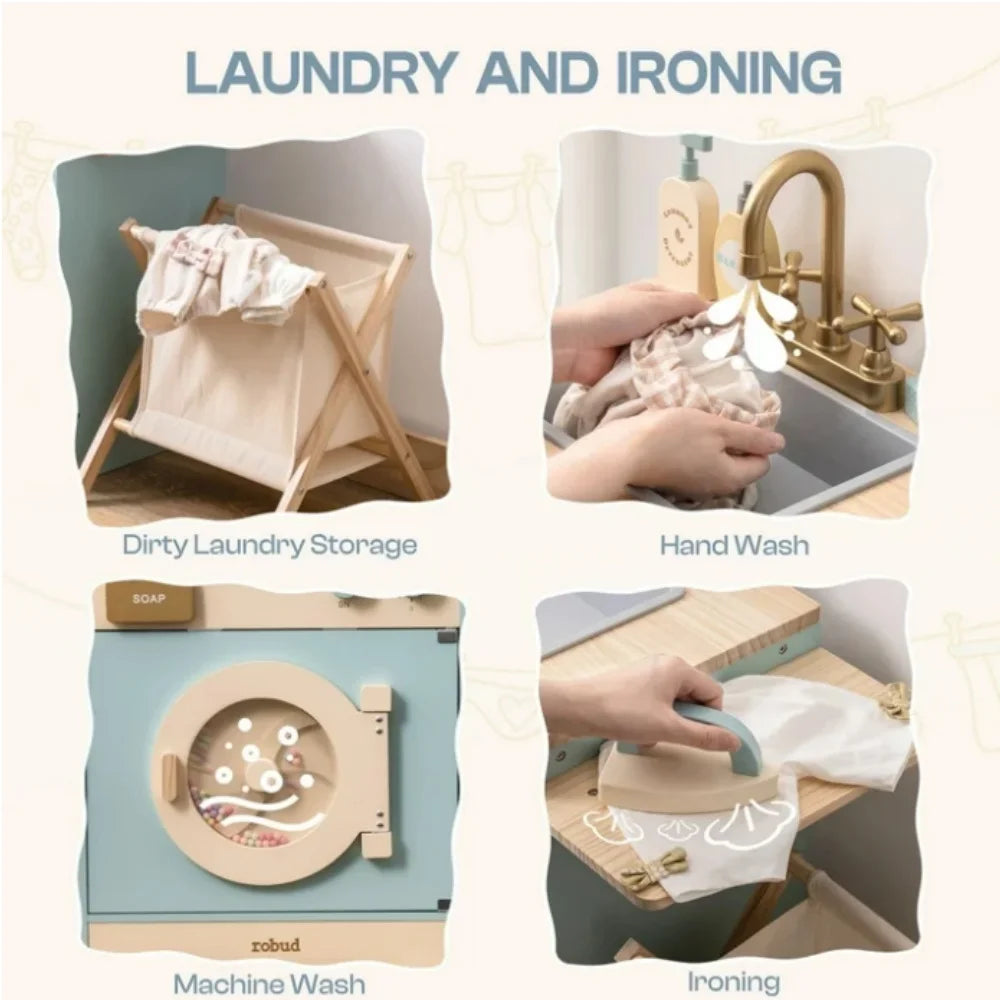 Toy Washing Machine with Clothes Basket Iron and Sink.