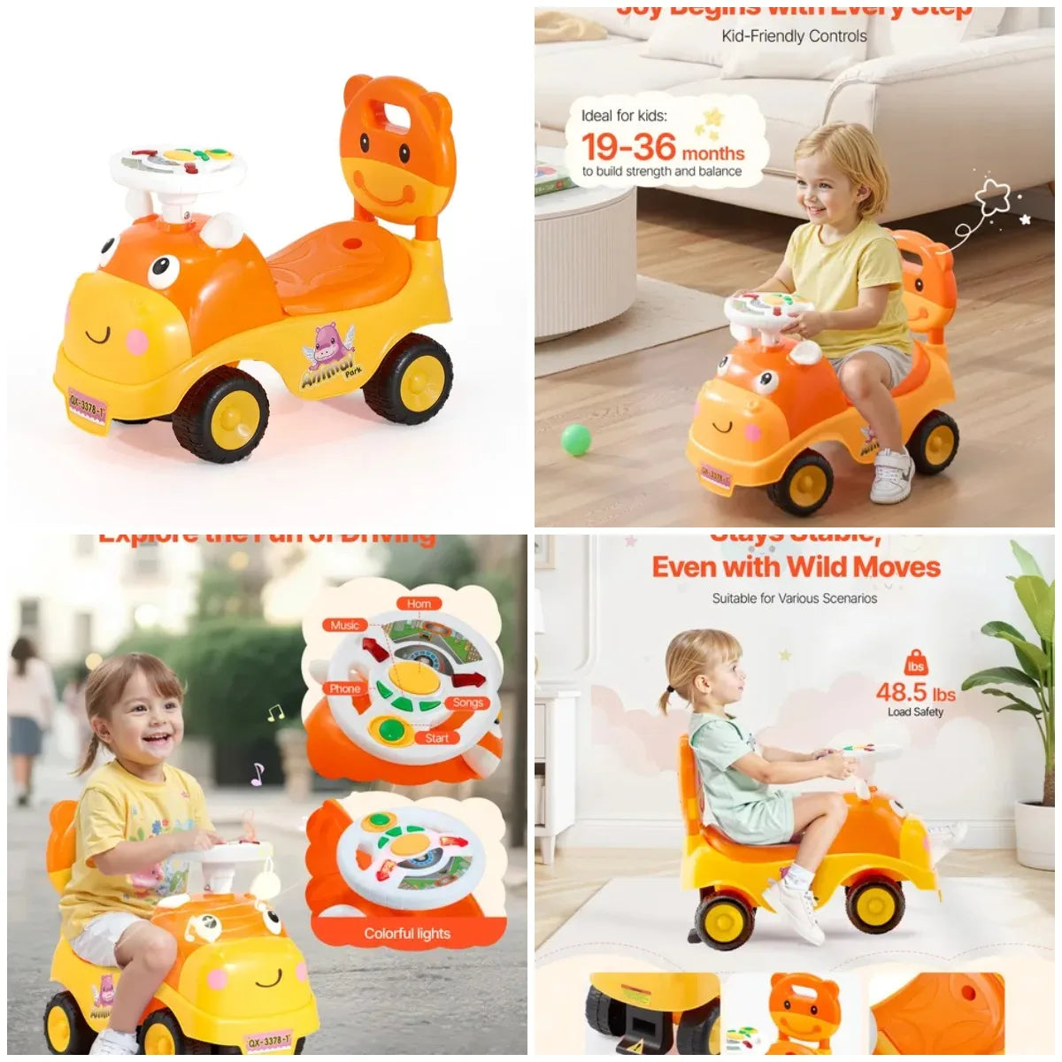 Ride On Toddler Push Car, 19-36 Months. Horn & Music.