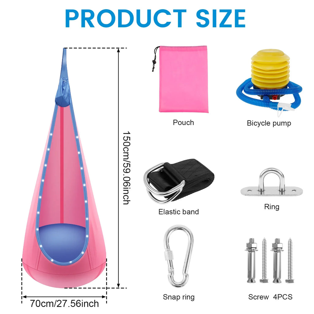 Inflatable Children's Hanging Hammock With LED Light.