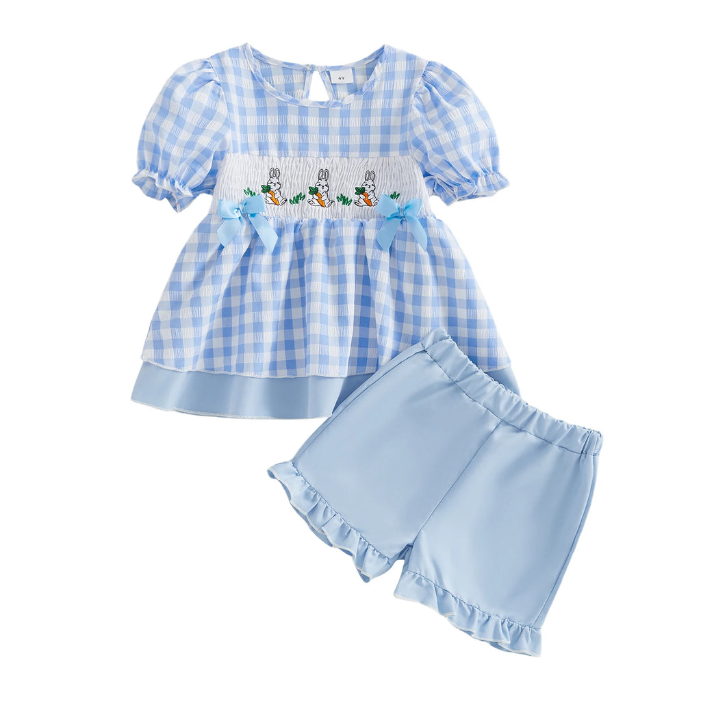 Adorable 2 Piece Ensemble With Bunny Embroidery.