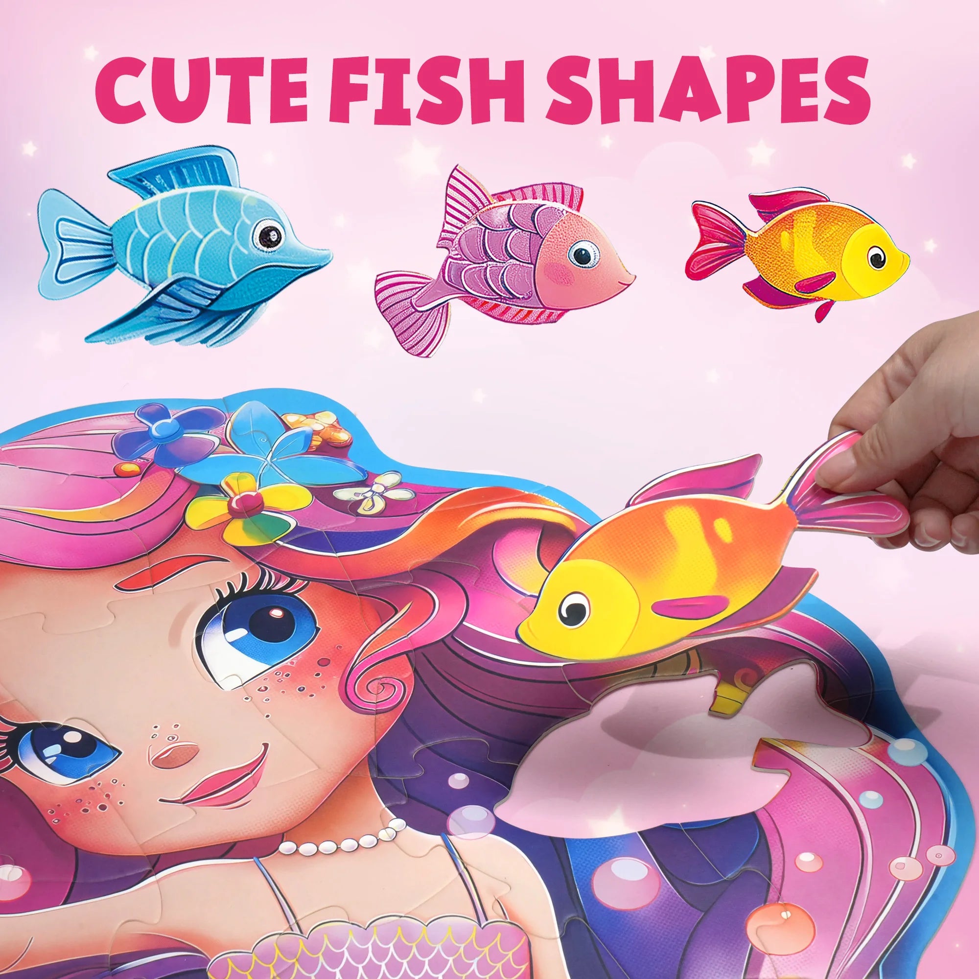 Floor Puzzles for Kids Ages 4-6, 52 Piece Mermaid Puzzle.
