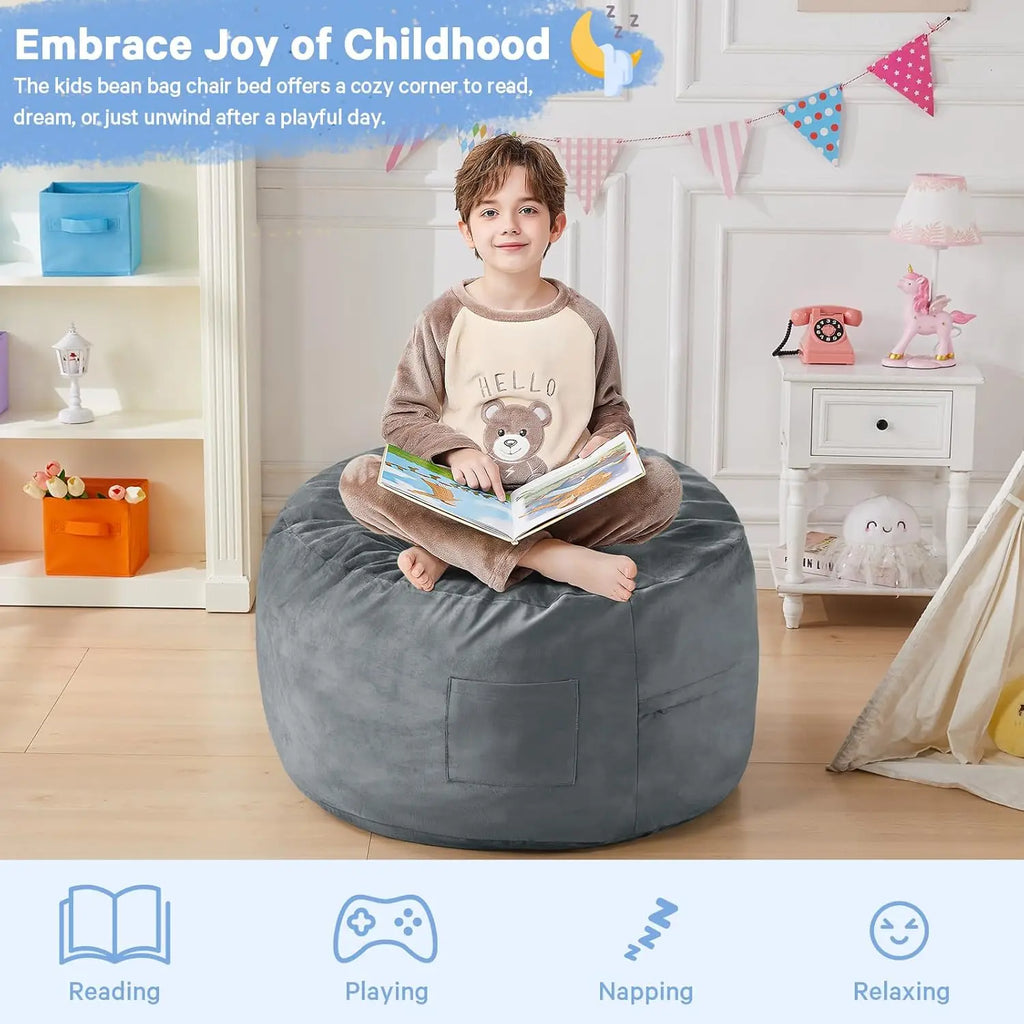 Kids Convertible Bean Bag Chair Bed.