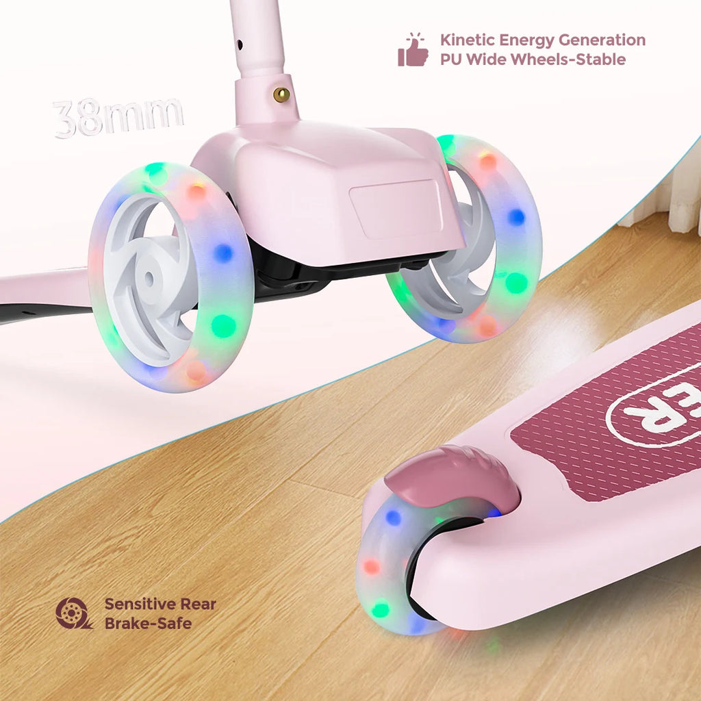 Kick Scooter for Kids with 3-Wheeled LED Lights.