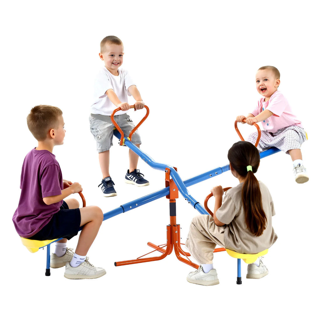 4 Seats Kids Seesaw Sit & Spin Teeter Totter.