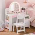 Kids Vanity with Lights,  Desk & Chair Set with Mirror.