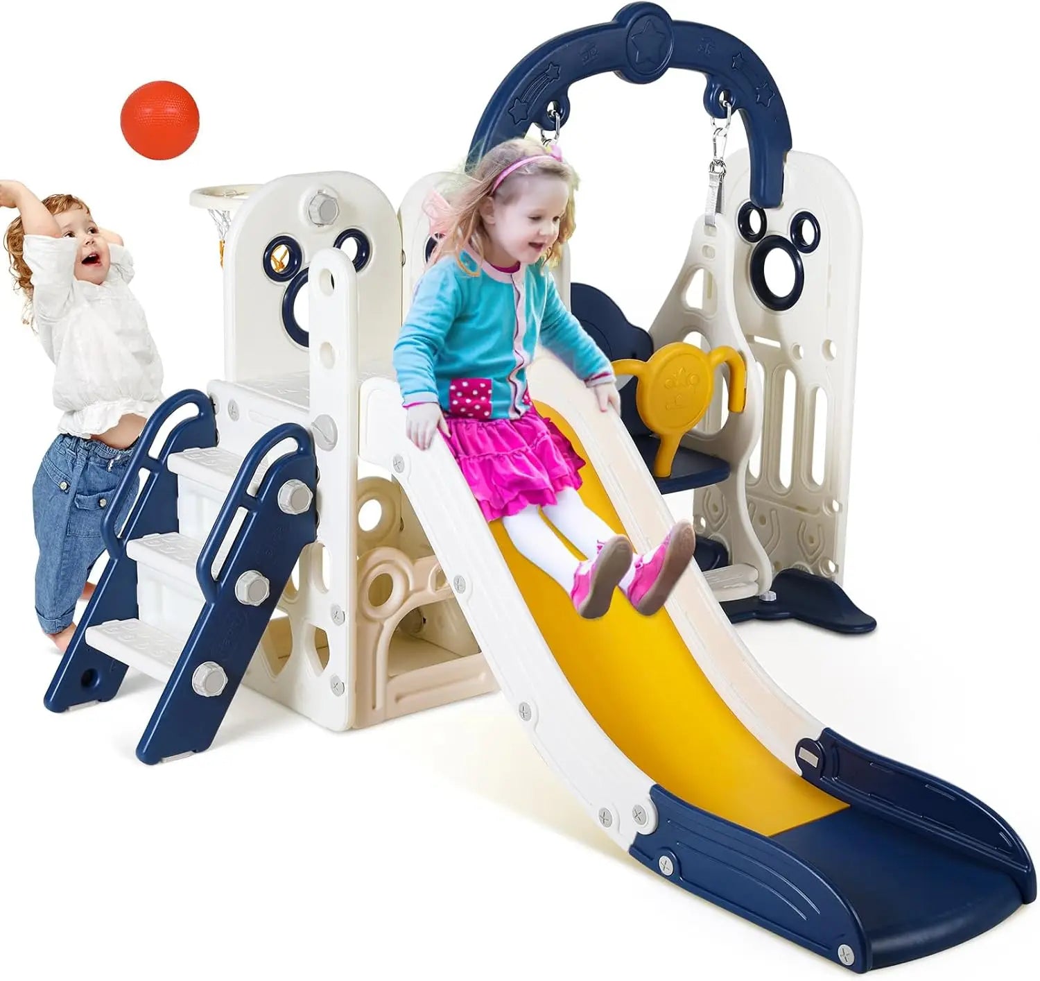 Swing Slide for Kids, 6 in 1 Slide Climber for Toddlers.