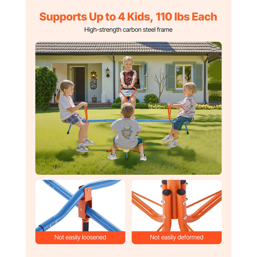 4 Seats Kids Seesaw Sit & Spin Teeter Totter.
