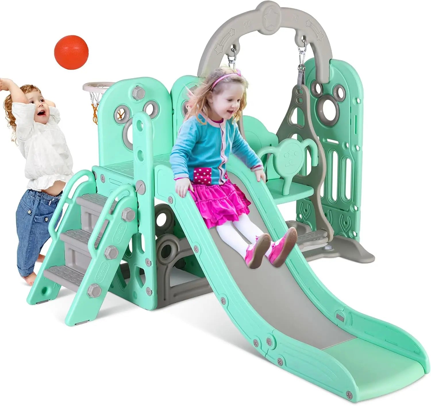 Swing Slide for Kids, 6 in 1 Slide Climber for Toddlers.