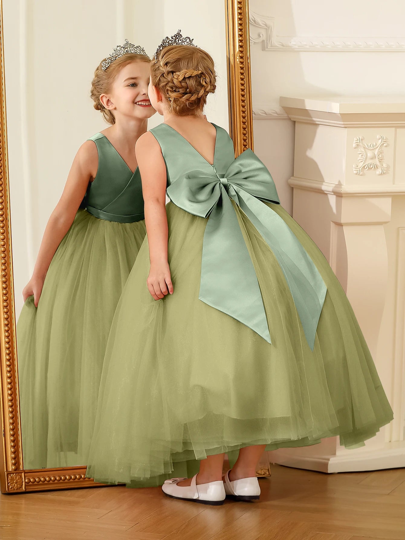 Flower Girl Dress with Large Bow.