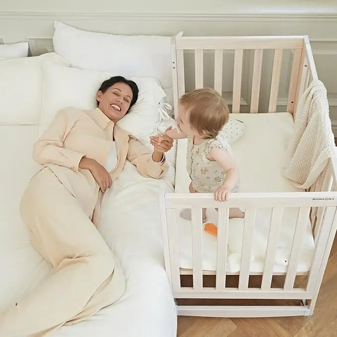 11-in-1 Convertible Baby Crib With Removable Wheels.