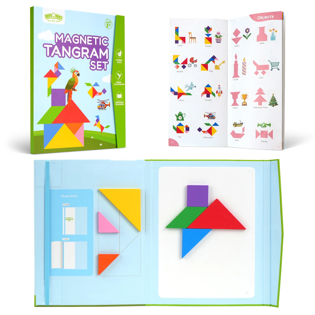 Wooden Magnetic Tangram Puzzle Book.