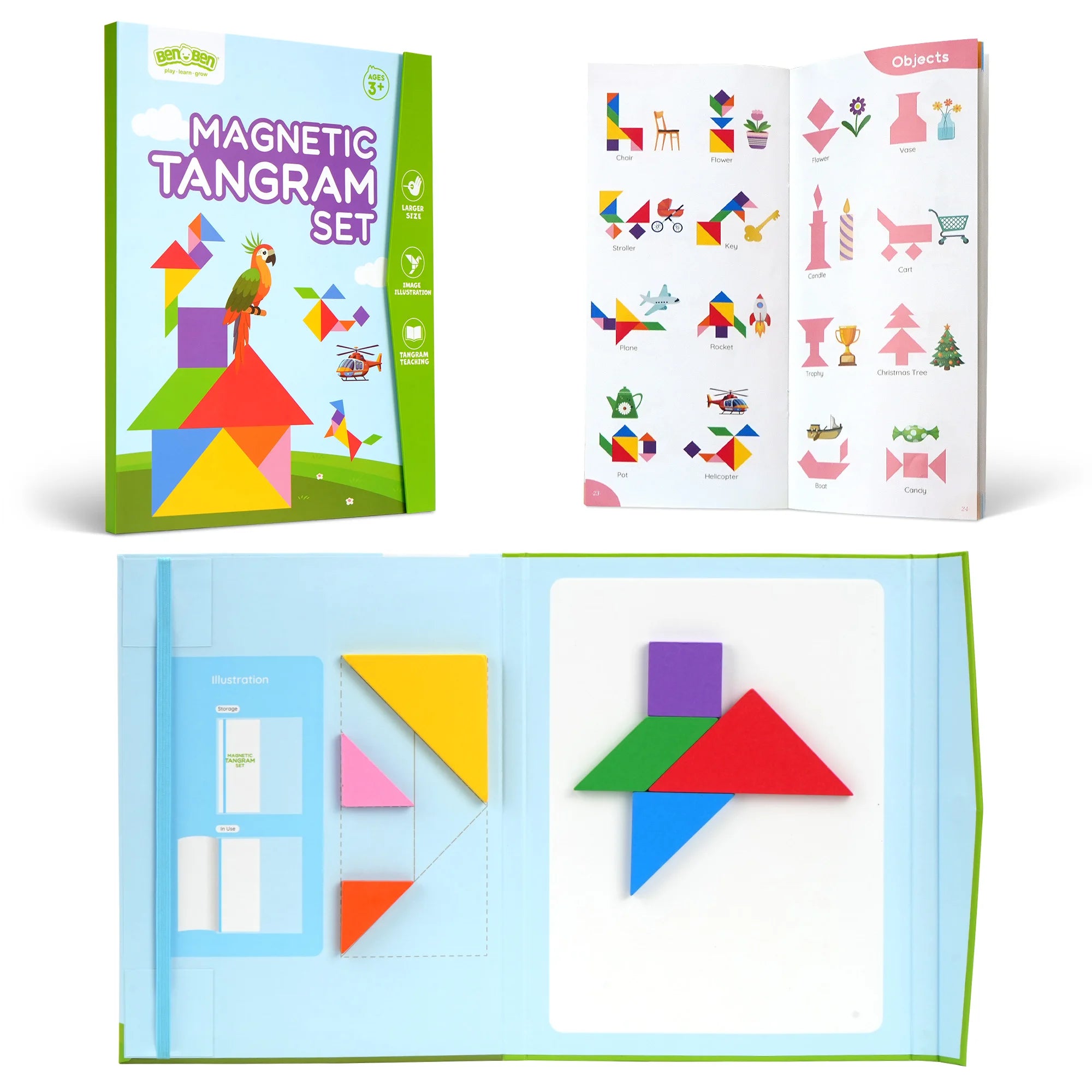 Wooden Magnetic Tangram Puzzle Book.