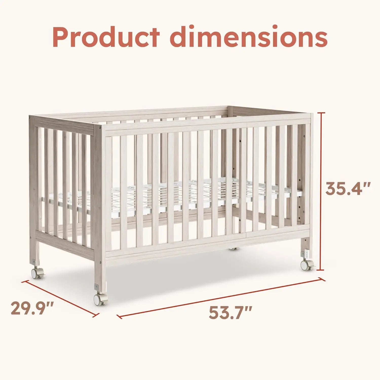 11-in-1 Convertible Baby Crib With Removable Wheels.