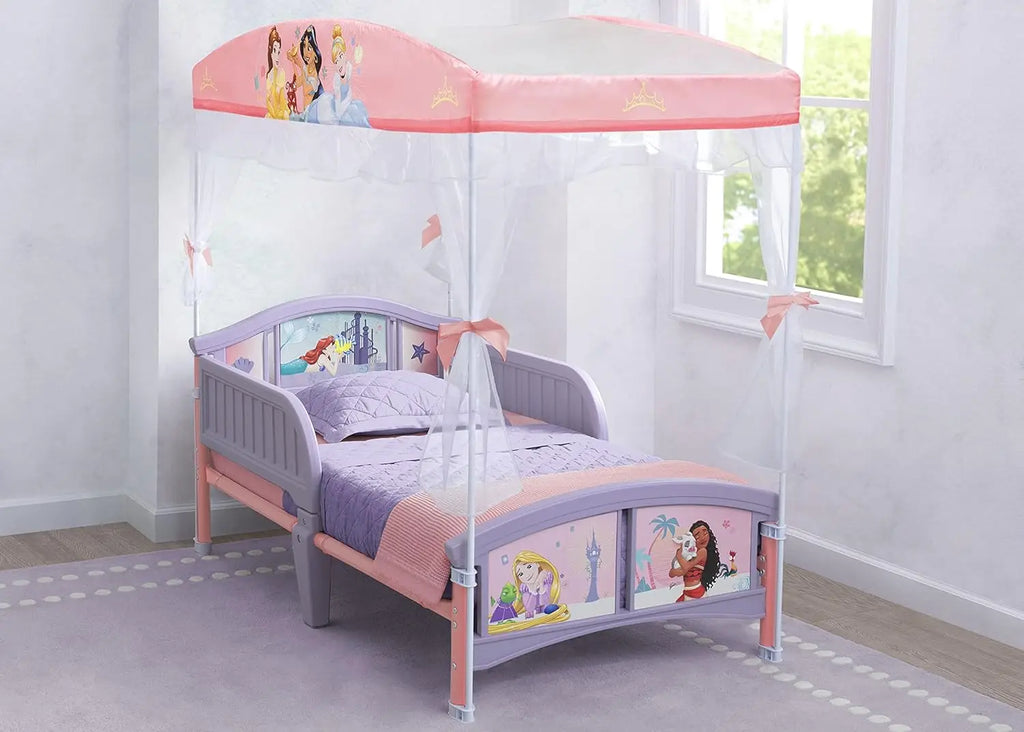 Princess Canopy Toddler Bed with Guardrails.
