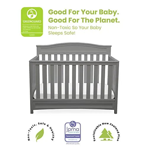 4-in-1 Convertible Baby Crib - Grows with Your Child to Full Bed.