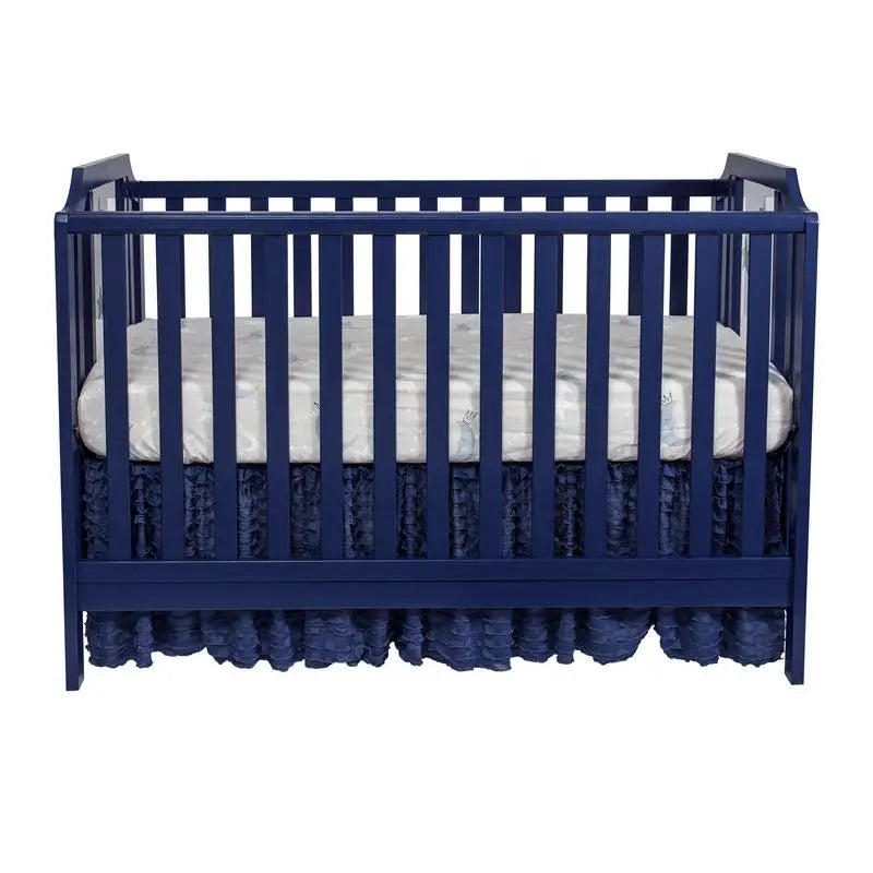 3-in-1 Convertible Island Crib in Navy Blue.