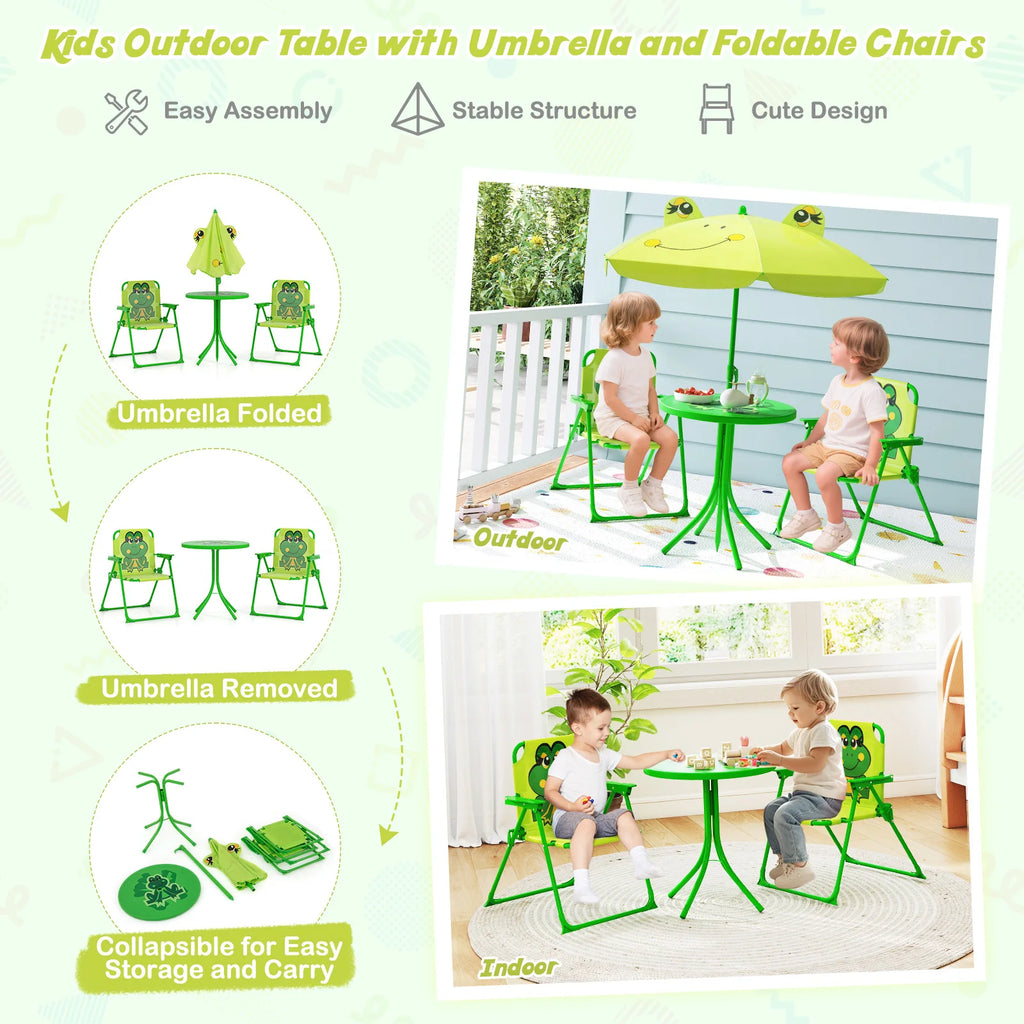Picnic Table & Chair Set with 2 Chairs & Umbrella