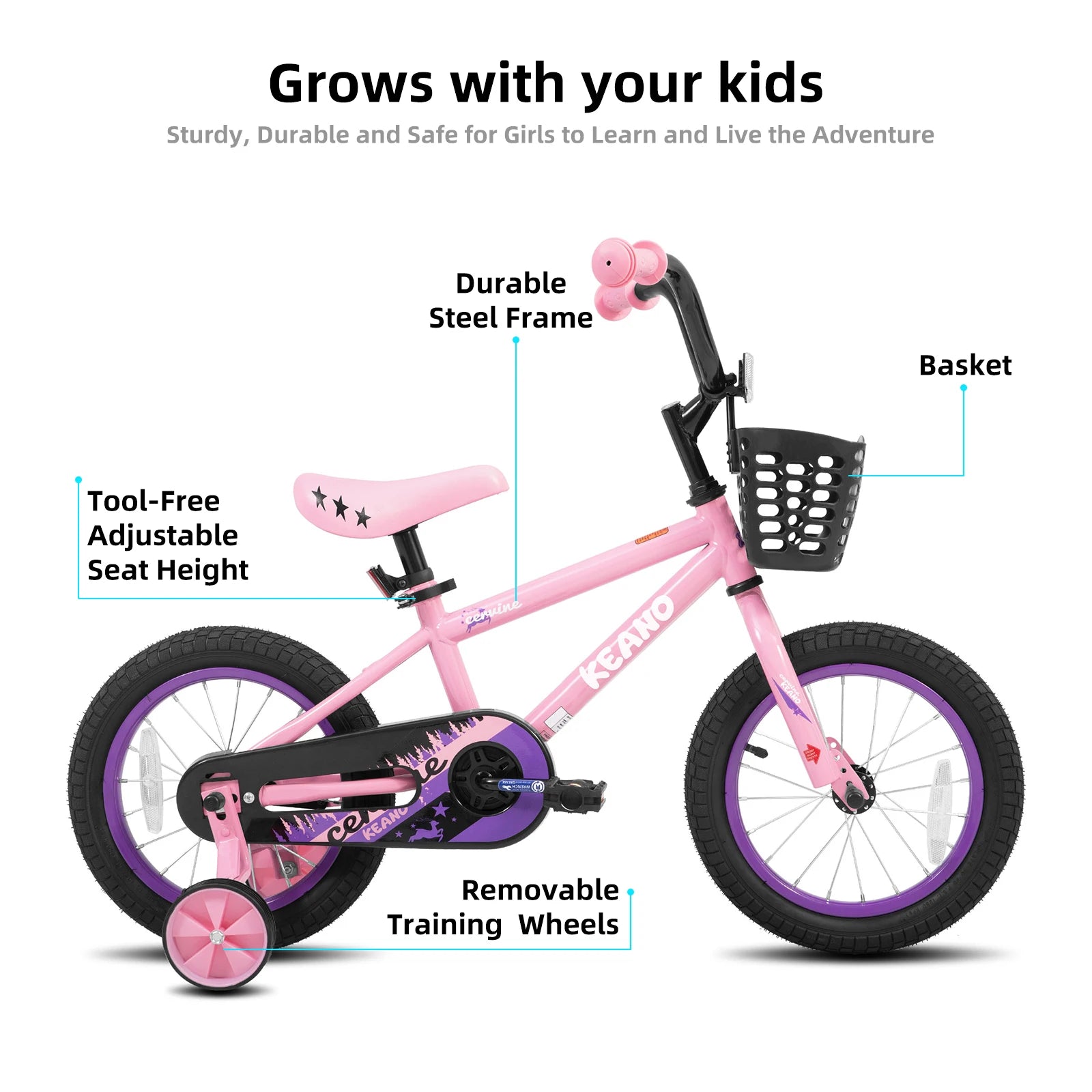 KEANO 14 16 20 Inch Kids Bike for Girls Ages 3-10 Years.
