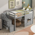 Twin Loft Bed with Storage Staircase and Large Underbed Space for Teens.