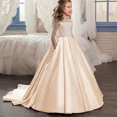 Fancy Lace And Satin Flower Girl Dress.