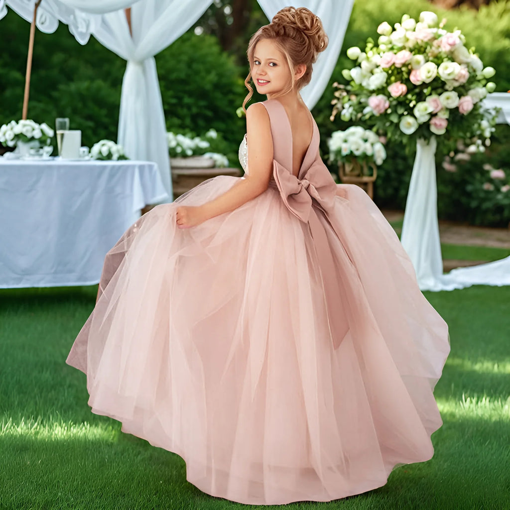 Flower Girl Dress with Large Bow.