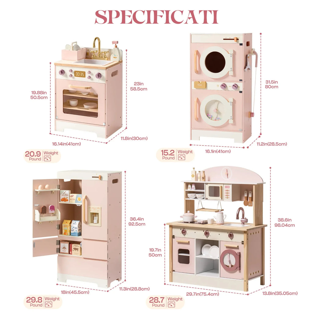 Wooden Kitchen Play Set with Realistic Sound.