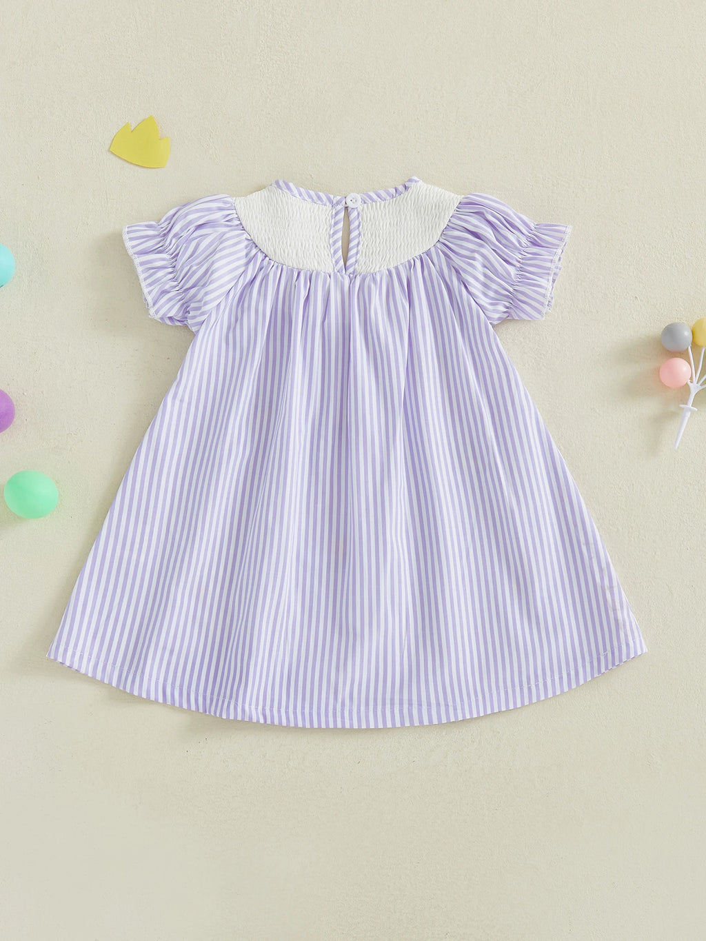 Toddler Baby Girls Striped Smocked Dress.