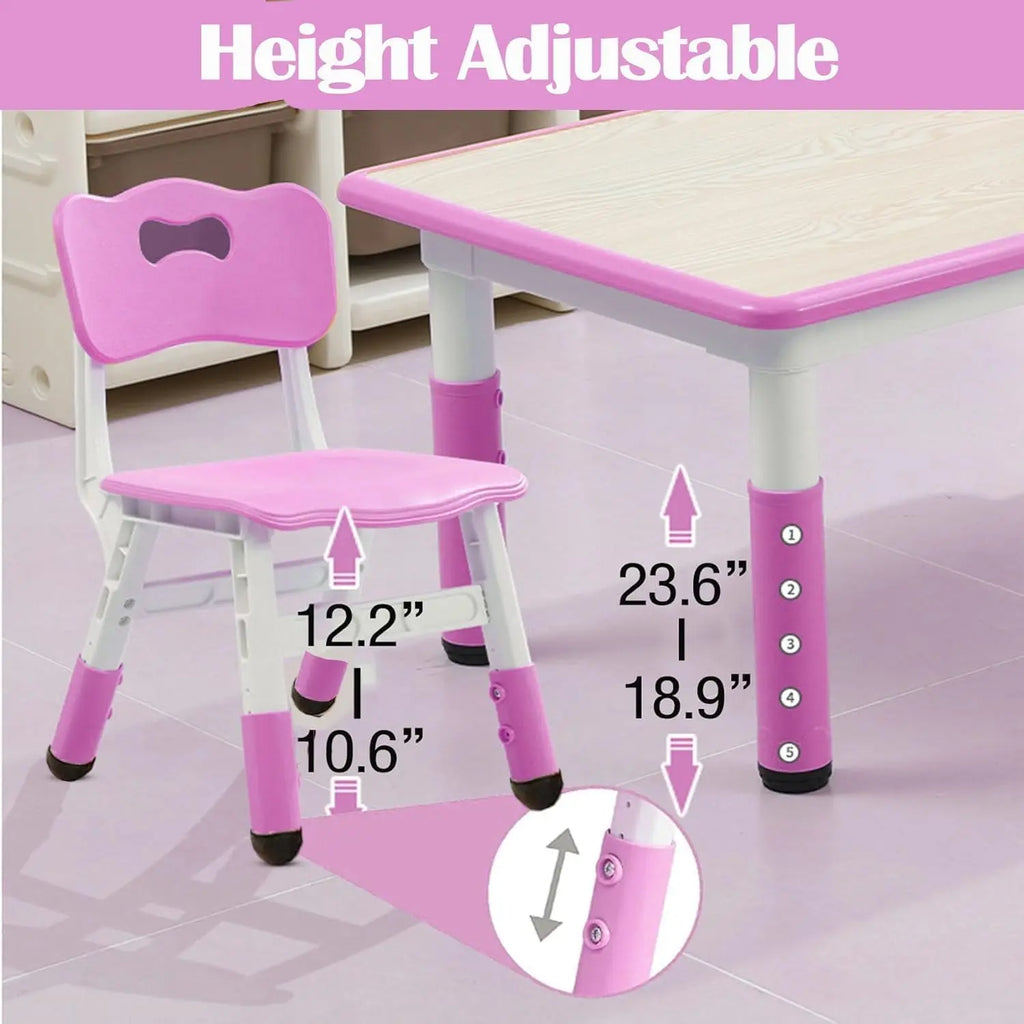 Kindergarten Kids Table and Chairs Set Toddler Height Adjustable.